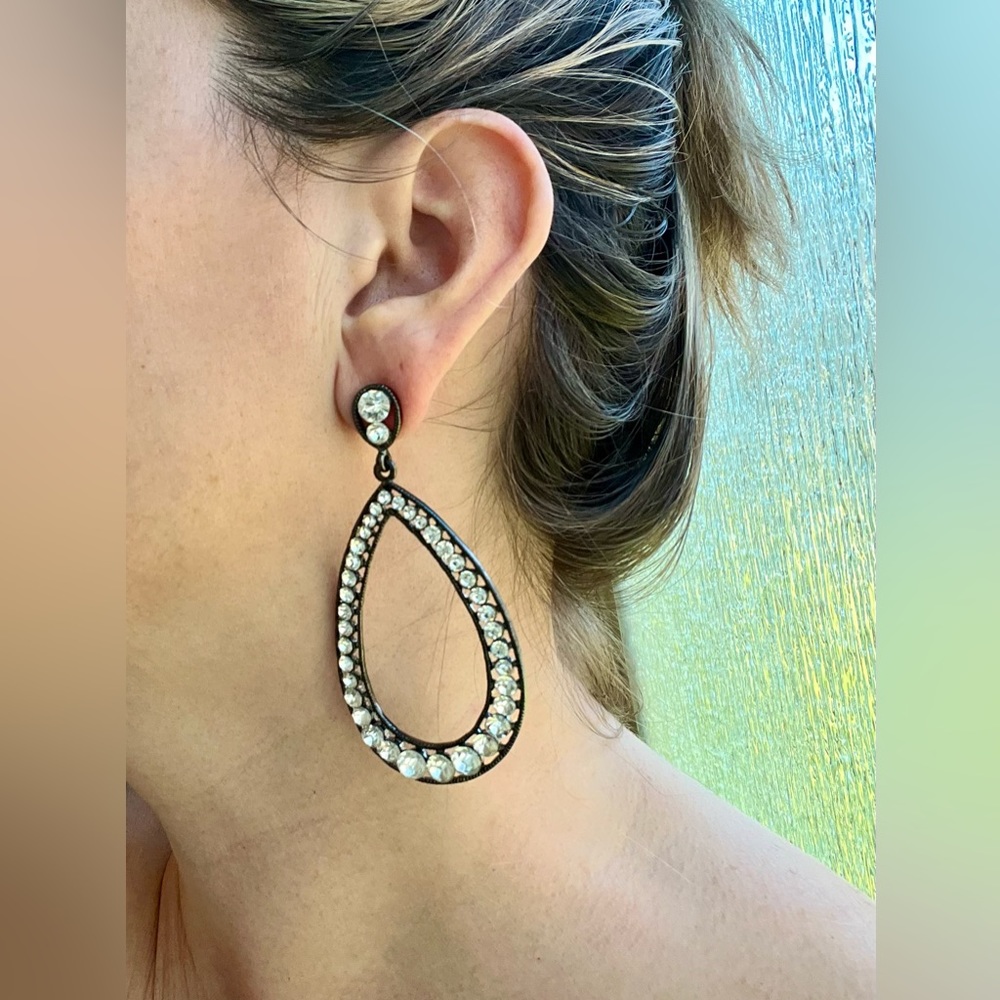 Teardrop Rhinestone Earrings - Picture 3 of 5